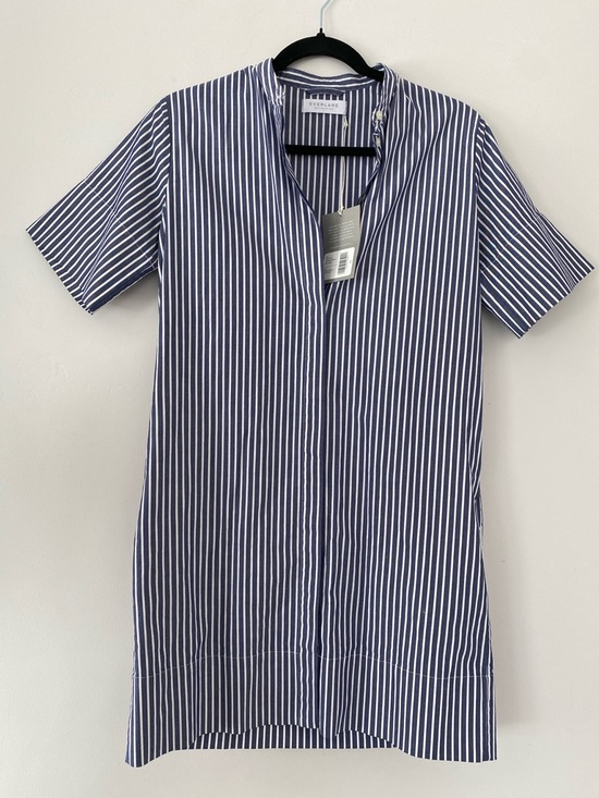 Everlane Dresses & Skirts - Everlane Navy & White Stripe Mini Shirt Dress Sz 0 Effortlessly Chic *No Belt